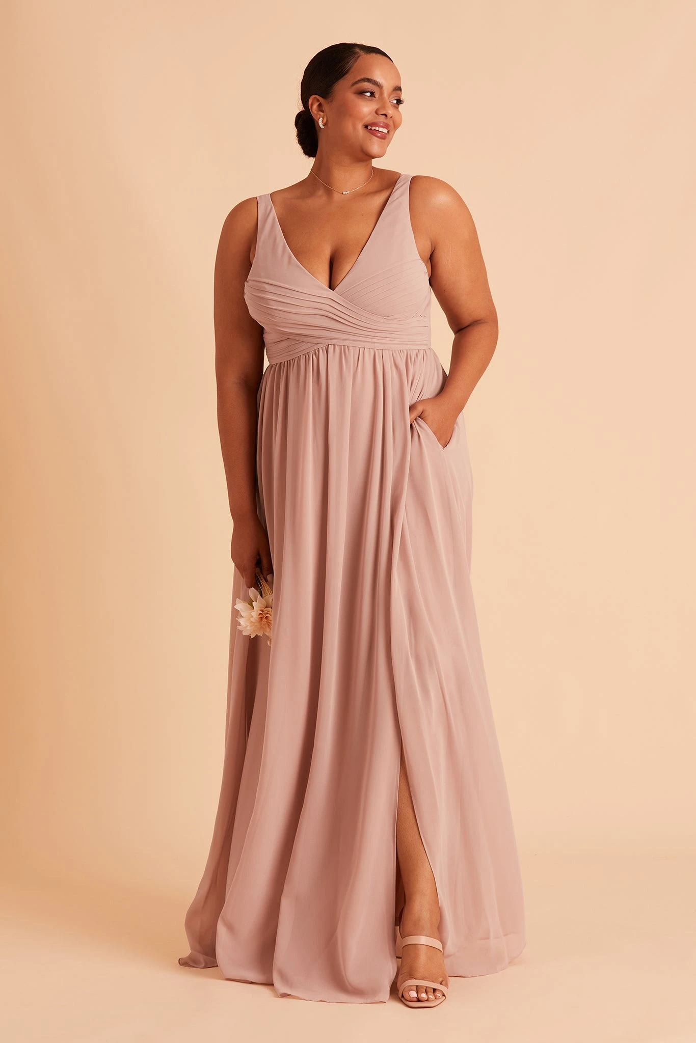 Laurie Empire Dress - Taupe - Image 7