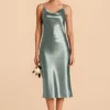 Lisa Shiny Satin Midi Dress - Sea Glass