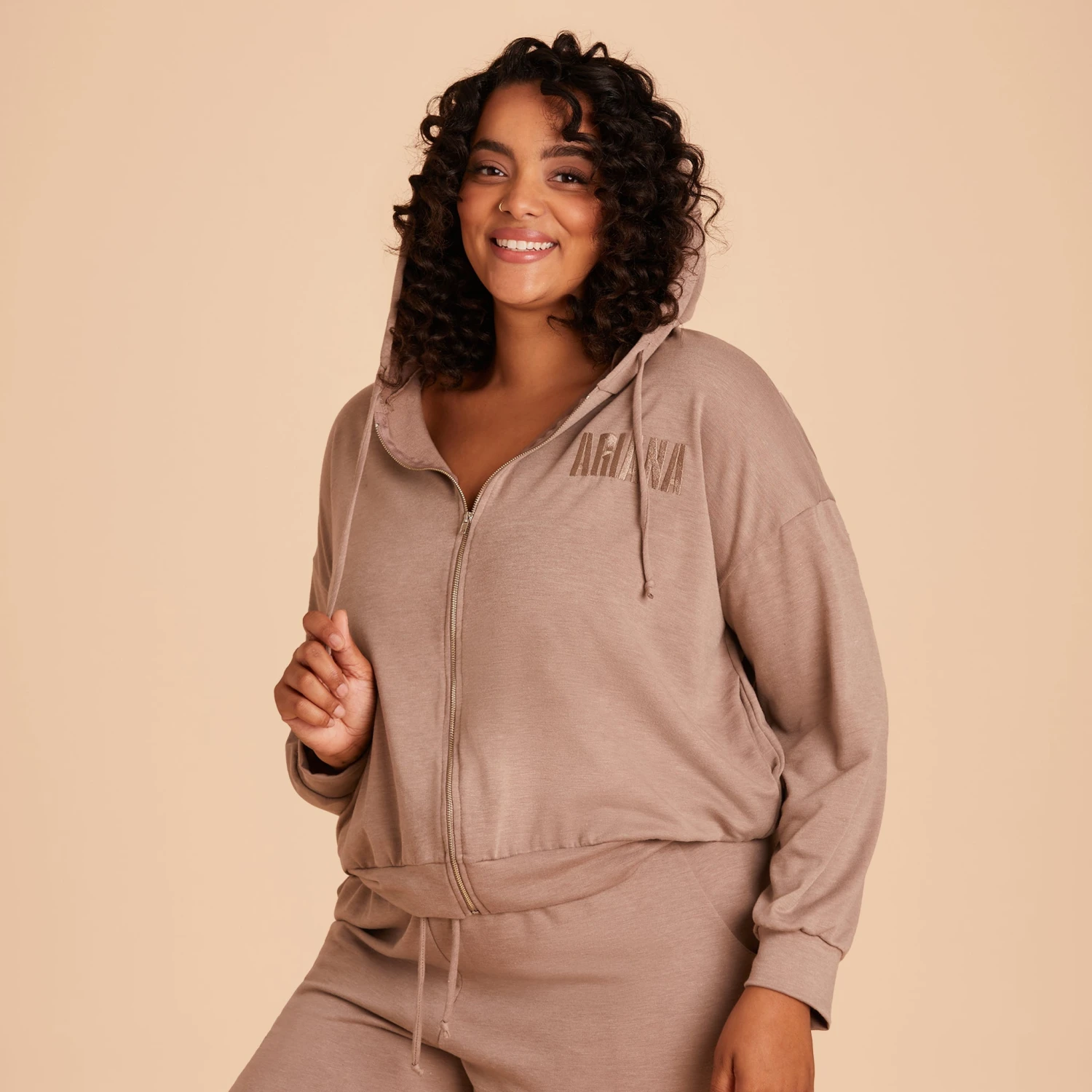 Zip Up Hoodie - Cocoa - Image 2