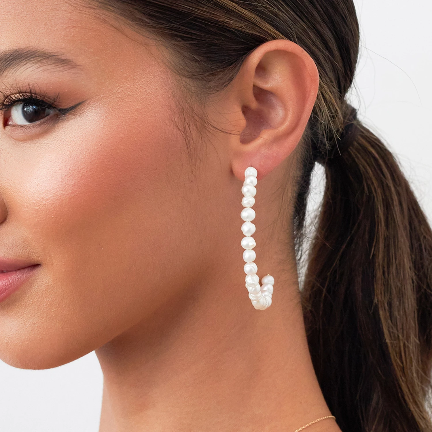 Odessa Freshwater Pearl Hoops - Image 3