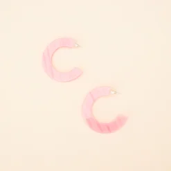 Resin Hoop Earrings - Pink
