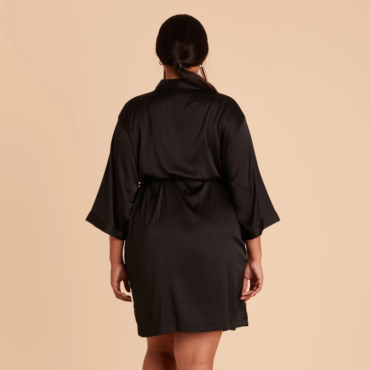 Satin Robe - Black - Image 2