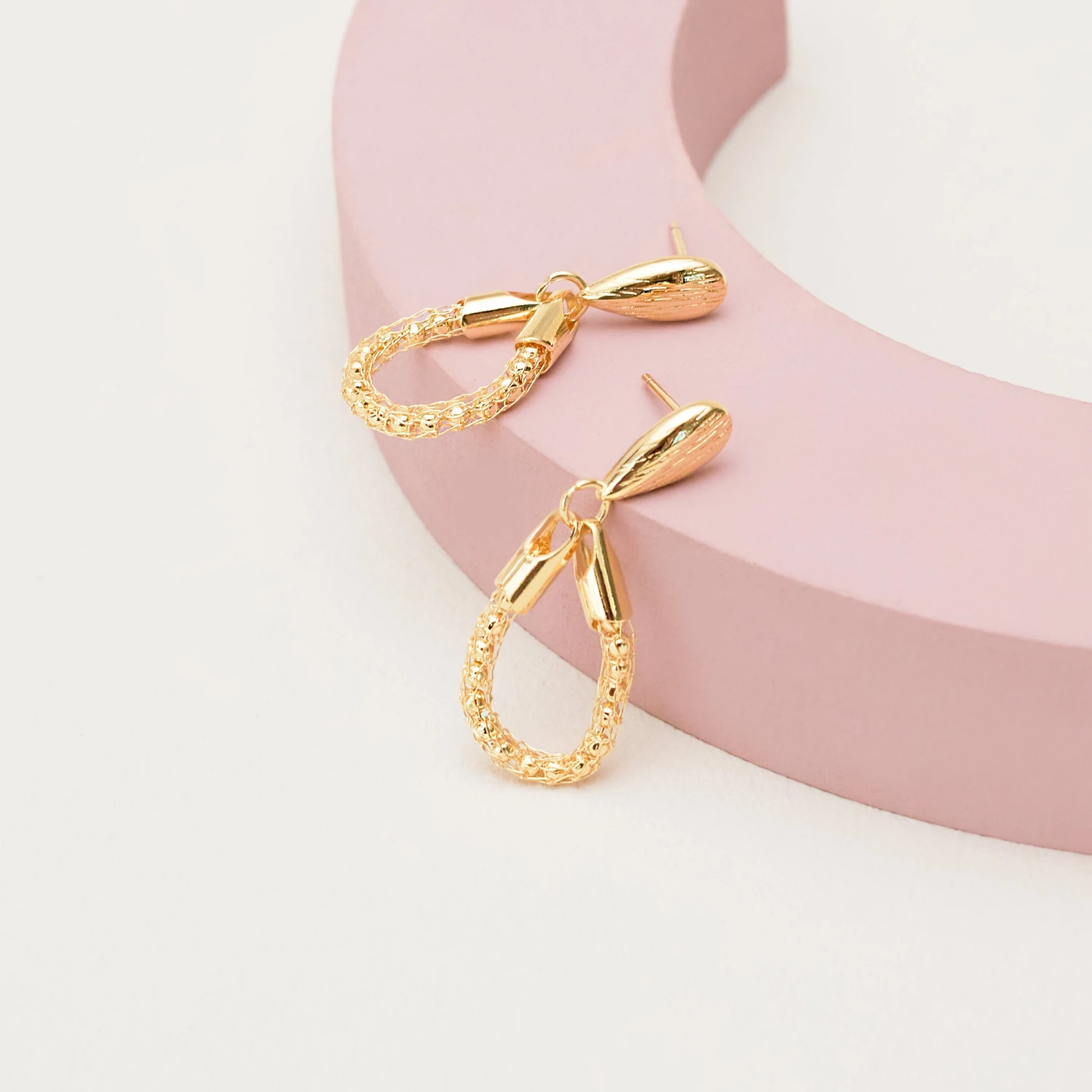 14K Gold Plated Teardrop Loop Earrings - Image 3