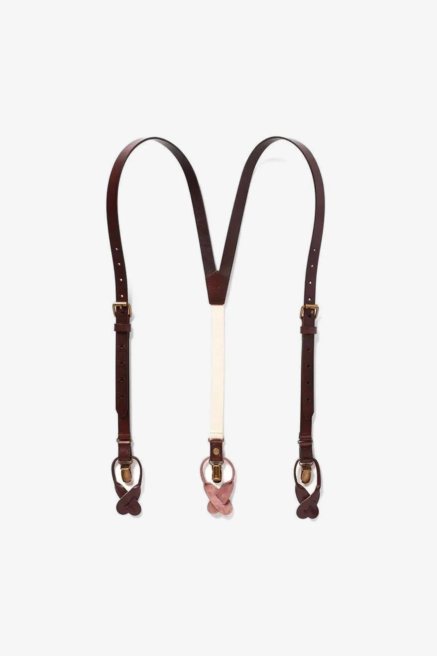 Leather Suspenders By Suitshop - Brown - Image 2