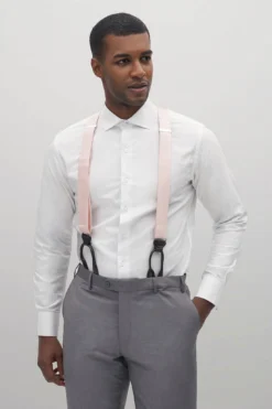 Grosgrain Suspenders By Suitshop - Blush Pink