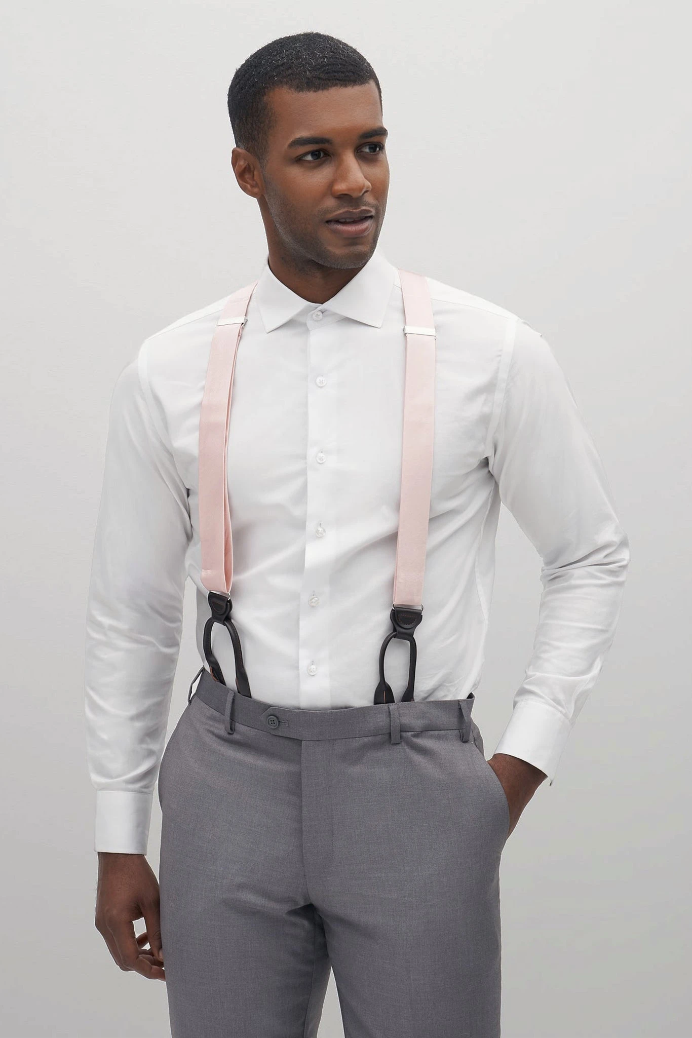 Grosgrain Suspenders By Suitshop - Blush Pink