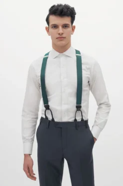 Grosgrain Suspenders By Suitshop - Hunter Green