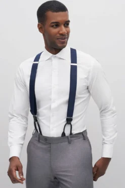 Grosgrain Suspenders By Suitshop - Navy