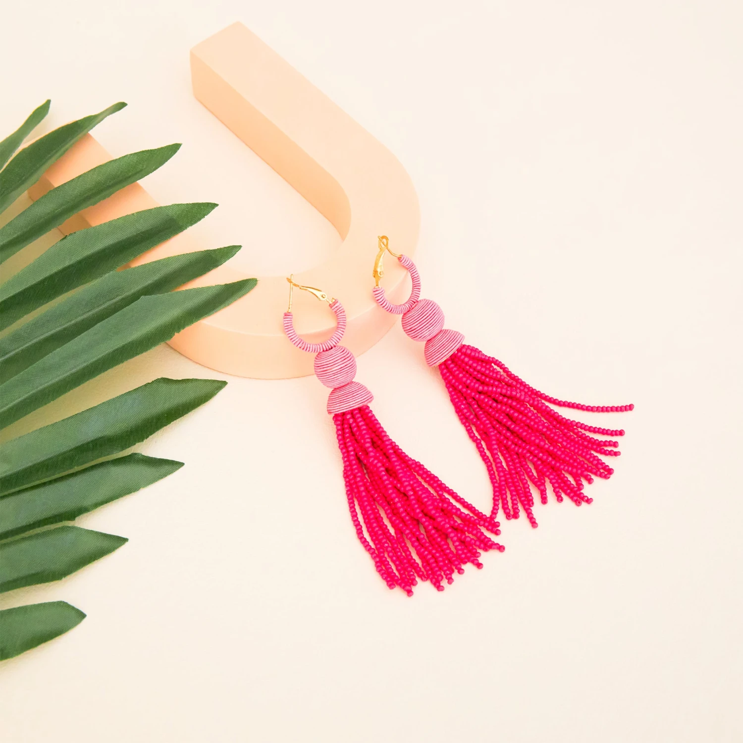 Tassel Earrings - Pink - Image 3