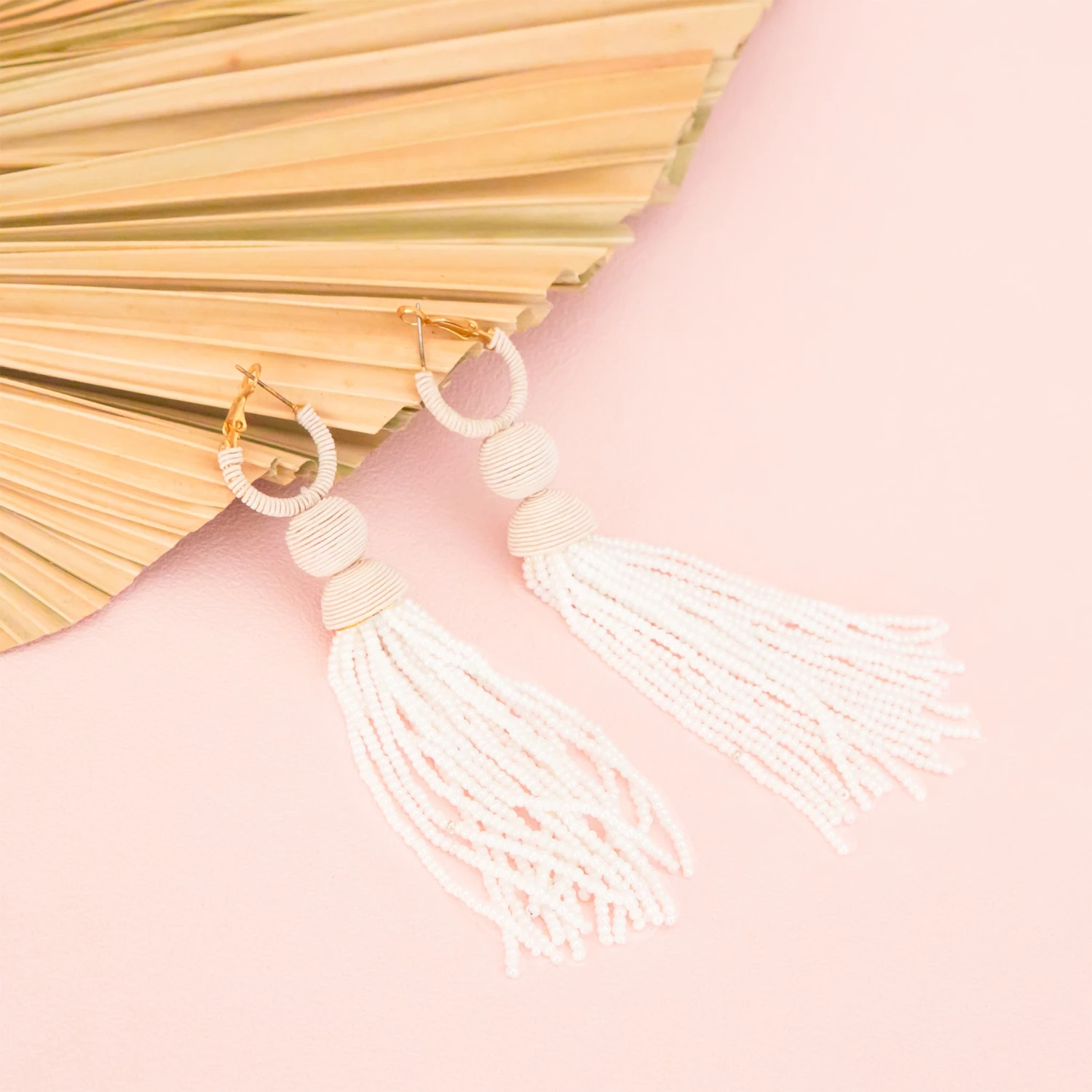 Tassel Earrings - White - Image 3