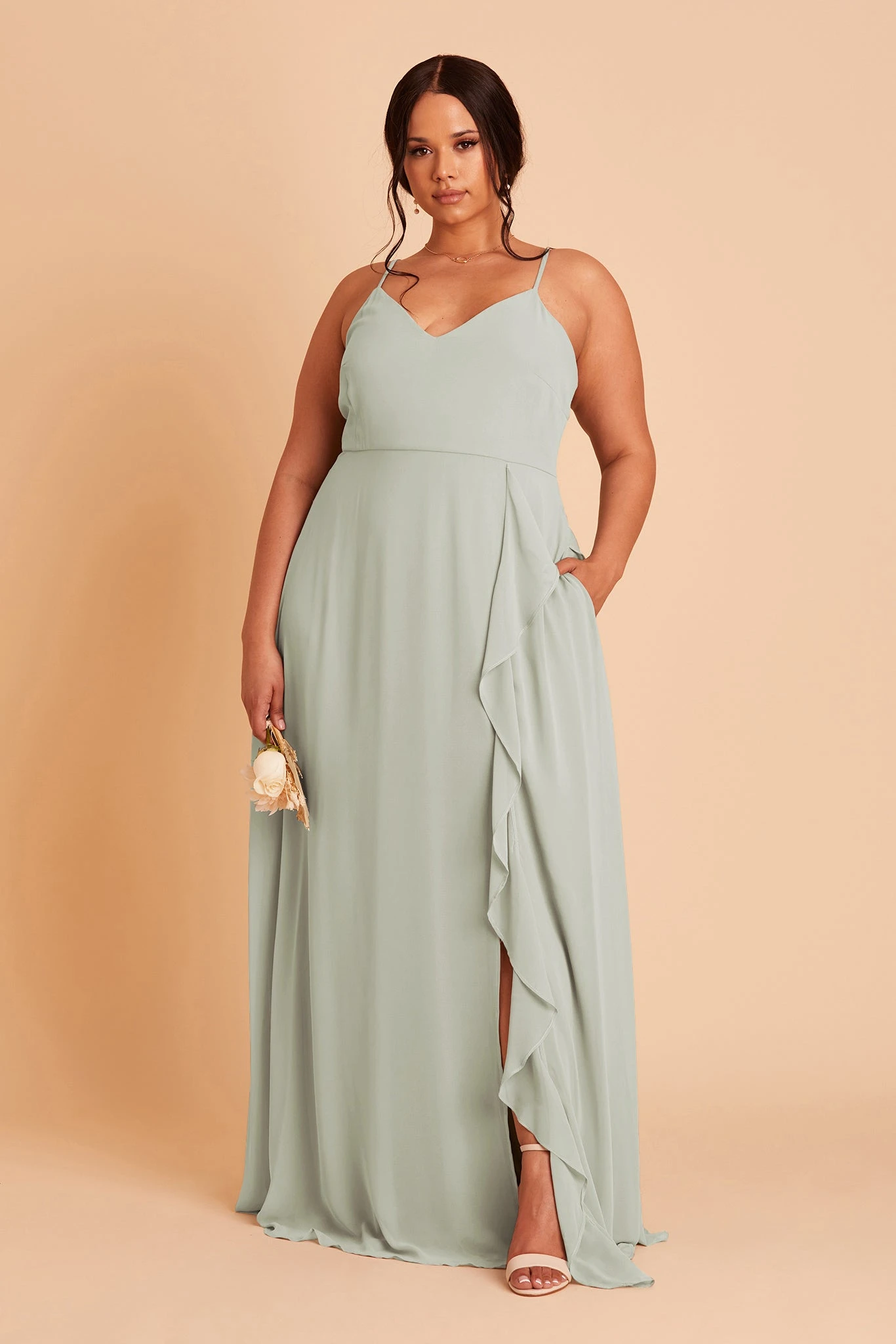 Theresa Chiffon Dress - Sage - Image 13