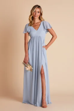 Hannah Empire Dress - Dusty Blue