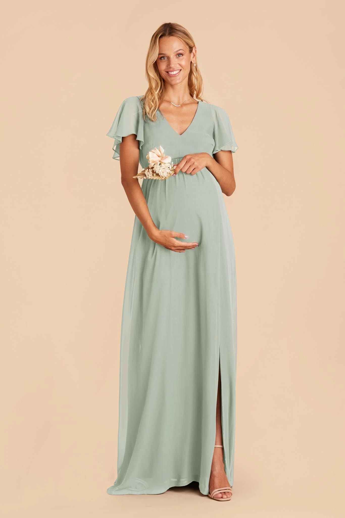 Hannah Empire Dress - Sage - Image 2