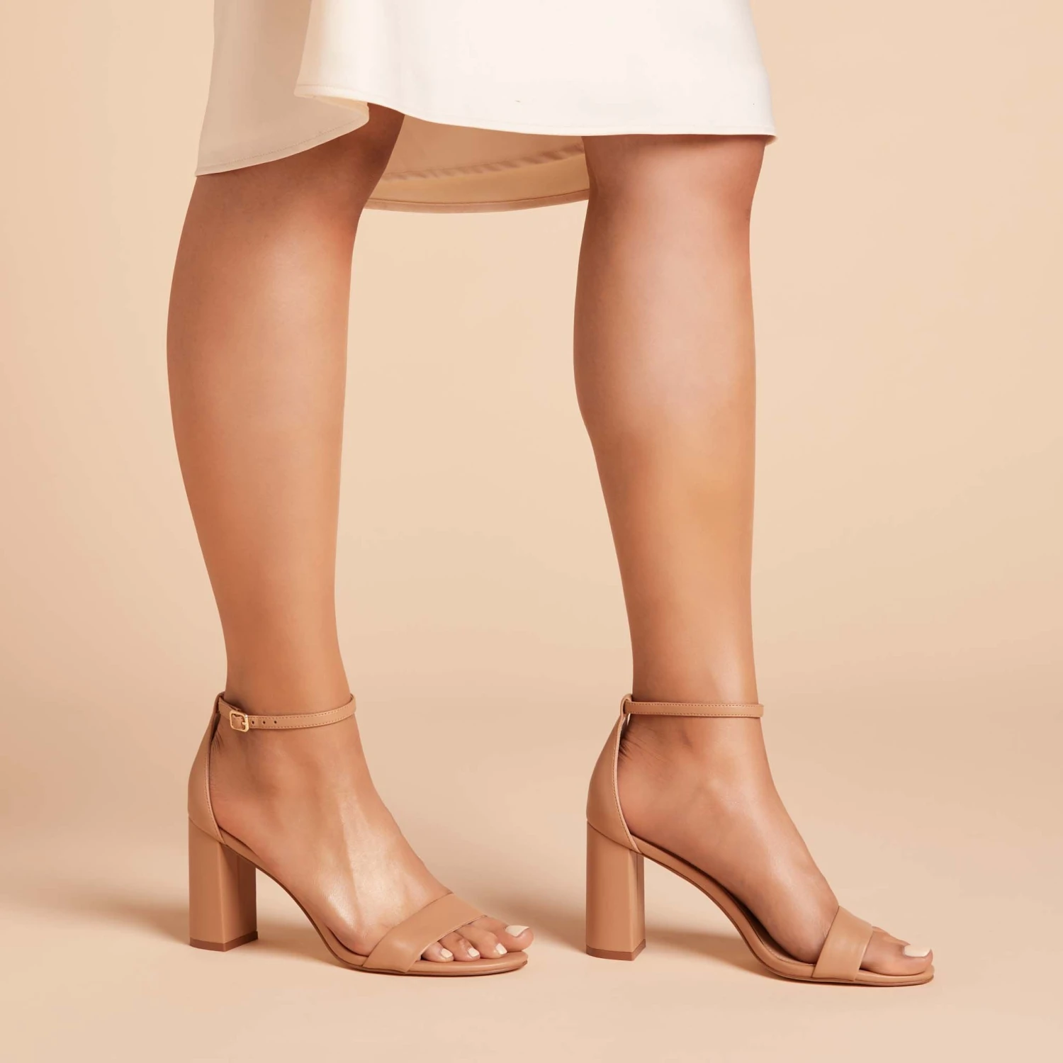 Mary High Chunky Heel - Nude Latte - Image 5