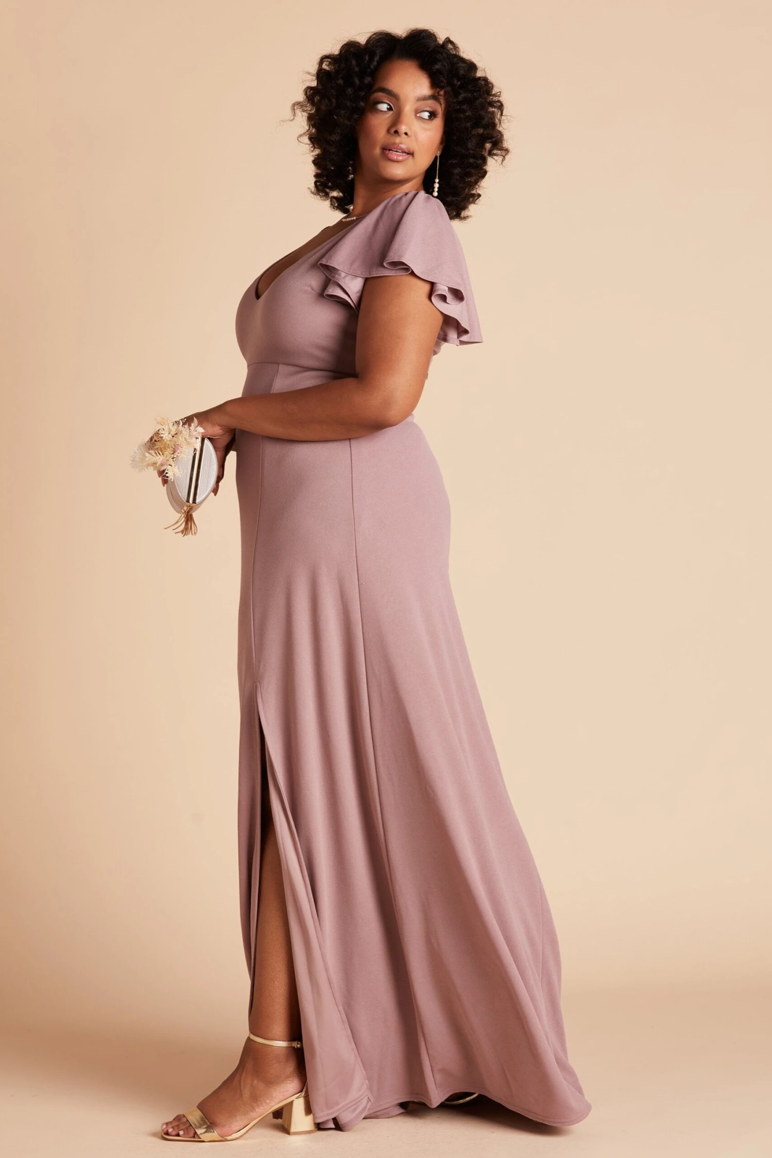 Hannah Crepe Dress - Dark Mauve - Image 6