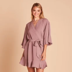 Kenny Ruffle Robe - Dark Mauve