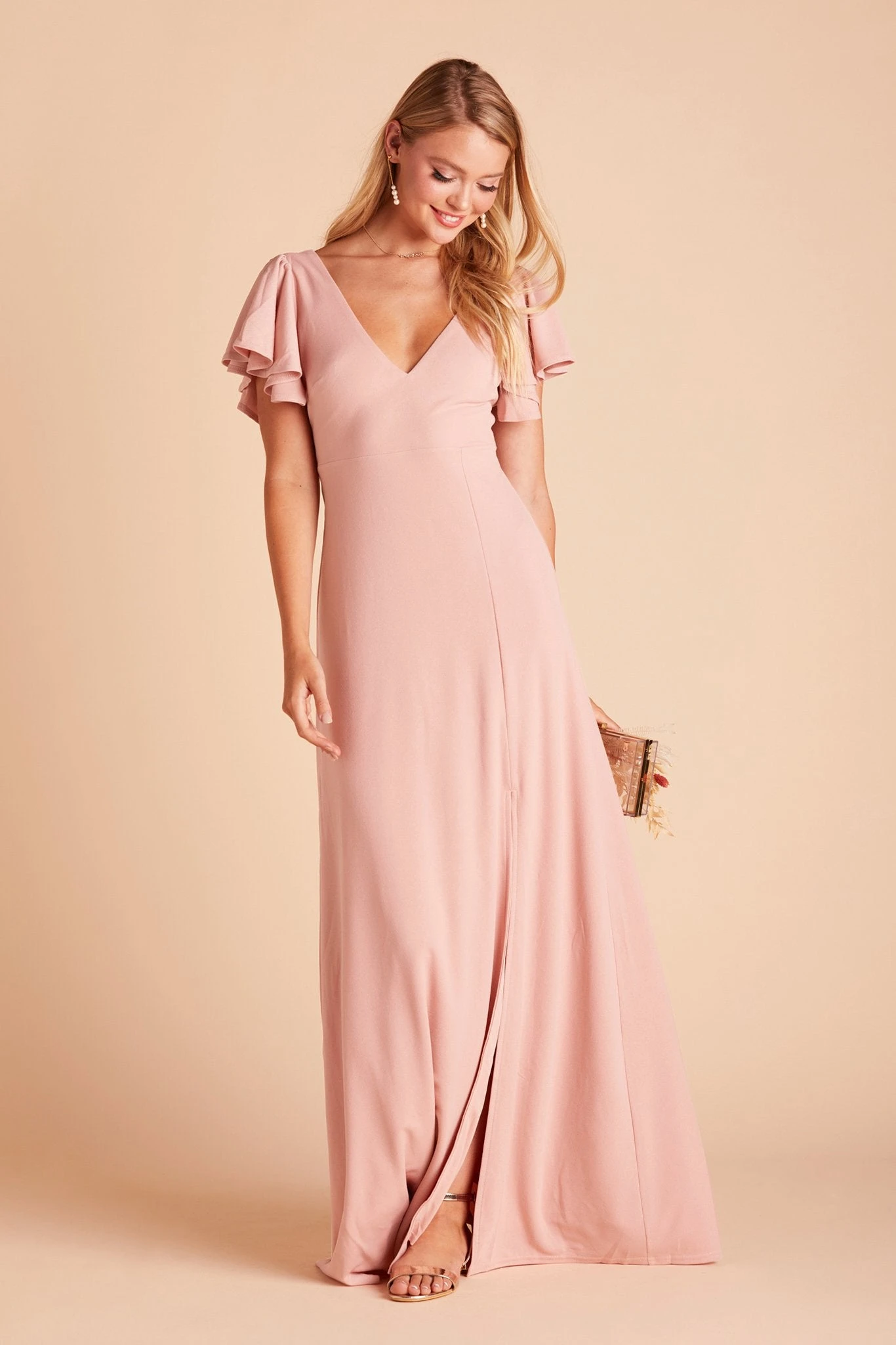 Hannah Crepe Dress - Dusty Rose - Image 5