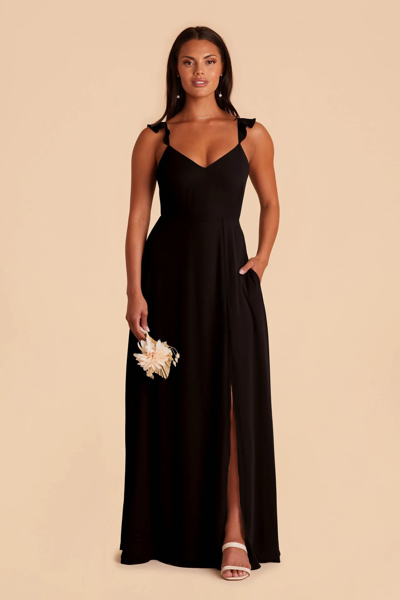 Doris Chiffon Dress - Black - Image 3