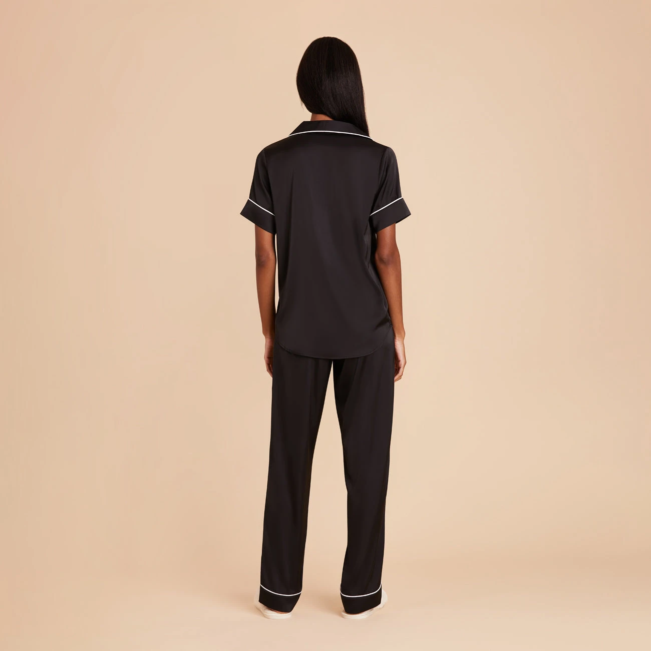 Jonny Satin Short Sleeve And Pant Set - Black - Image 9