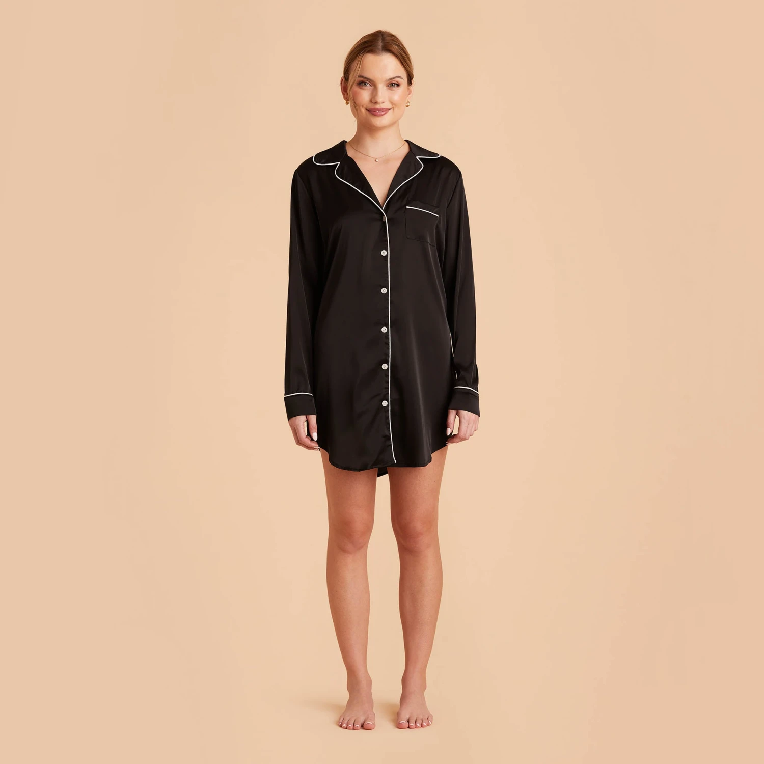 Kamryn Satin Sleepshirt - Black