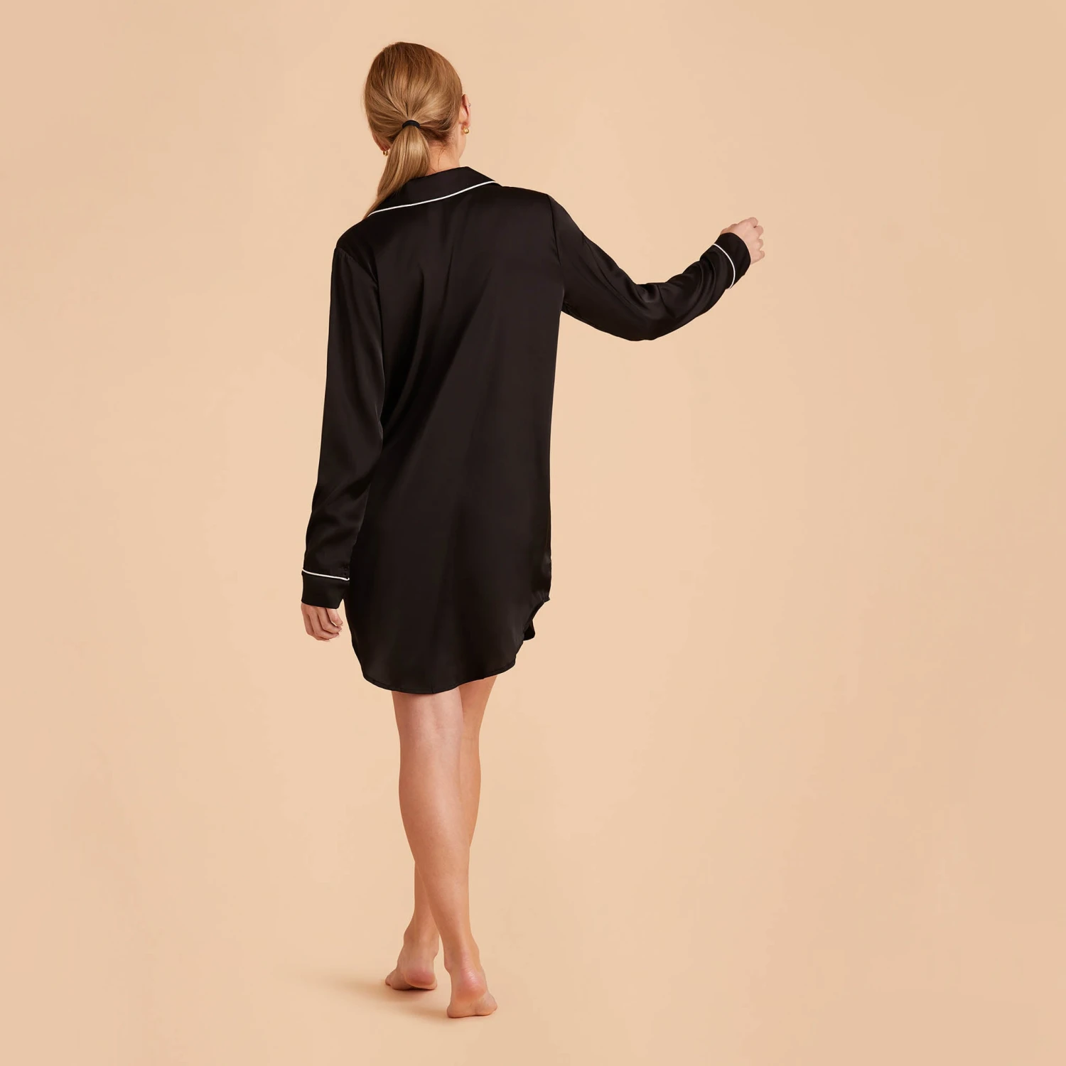 Kamryn Satin Sleepshirt - Black - Image 6