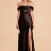 Mia Shiny Satin Convertible Dress - Black
