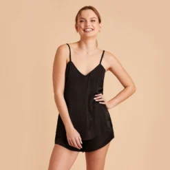 Olivia Satin Cami Top - Black