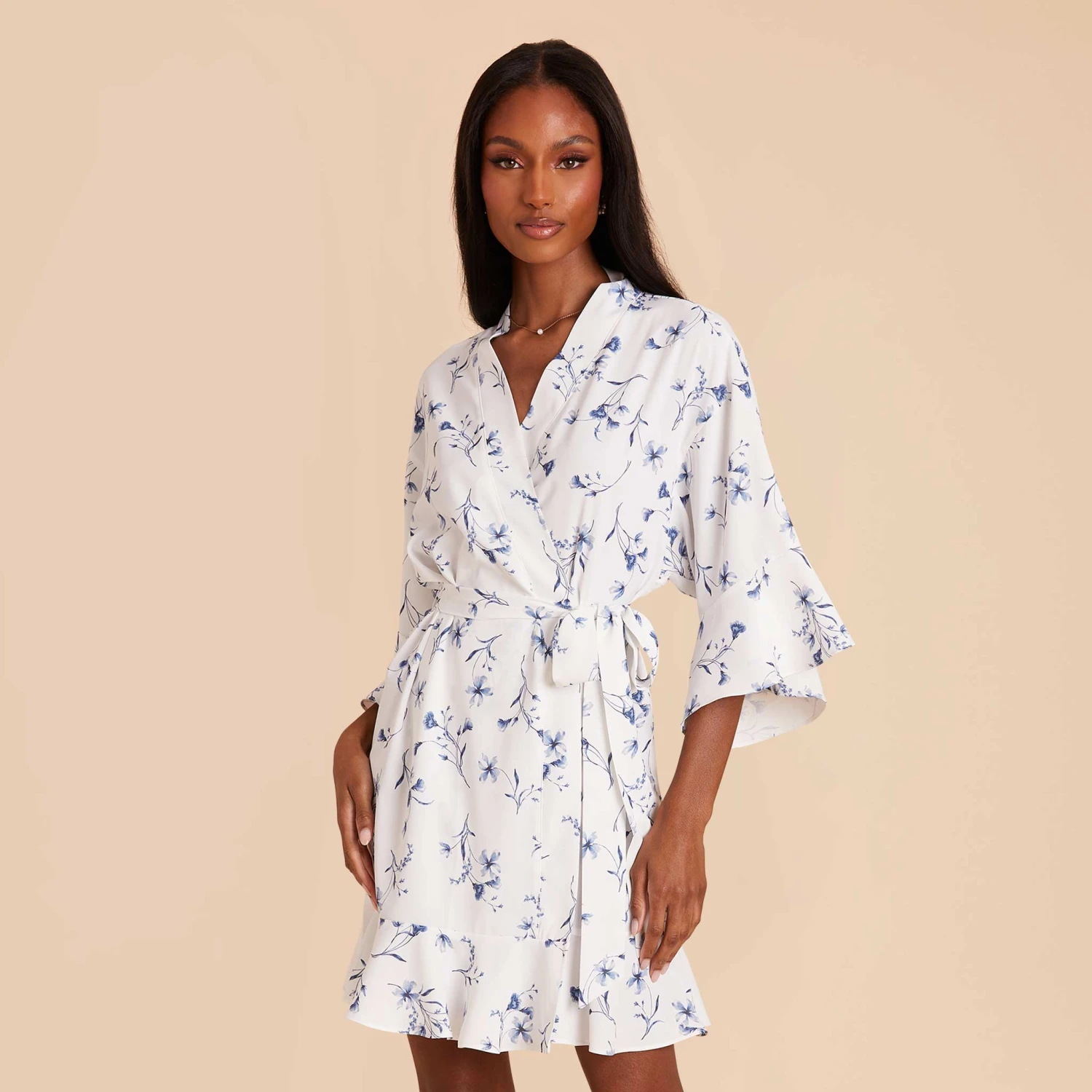 Kenny Floral Ruffle Robe - Blue Le Fleur