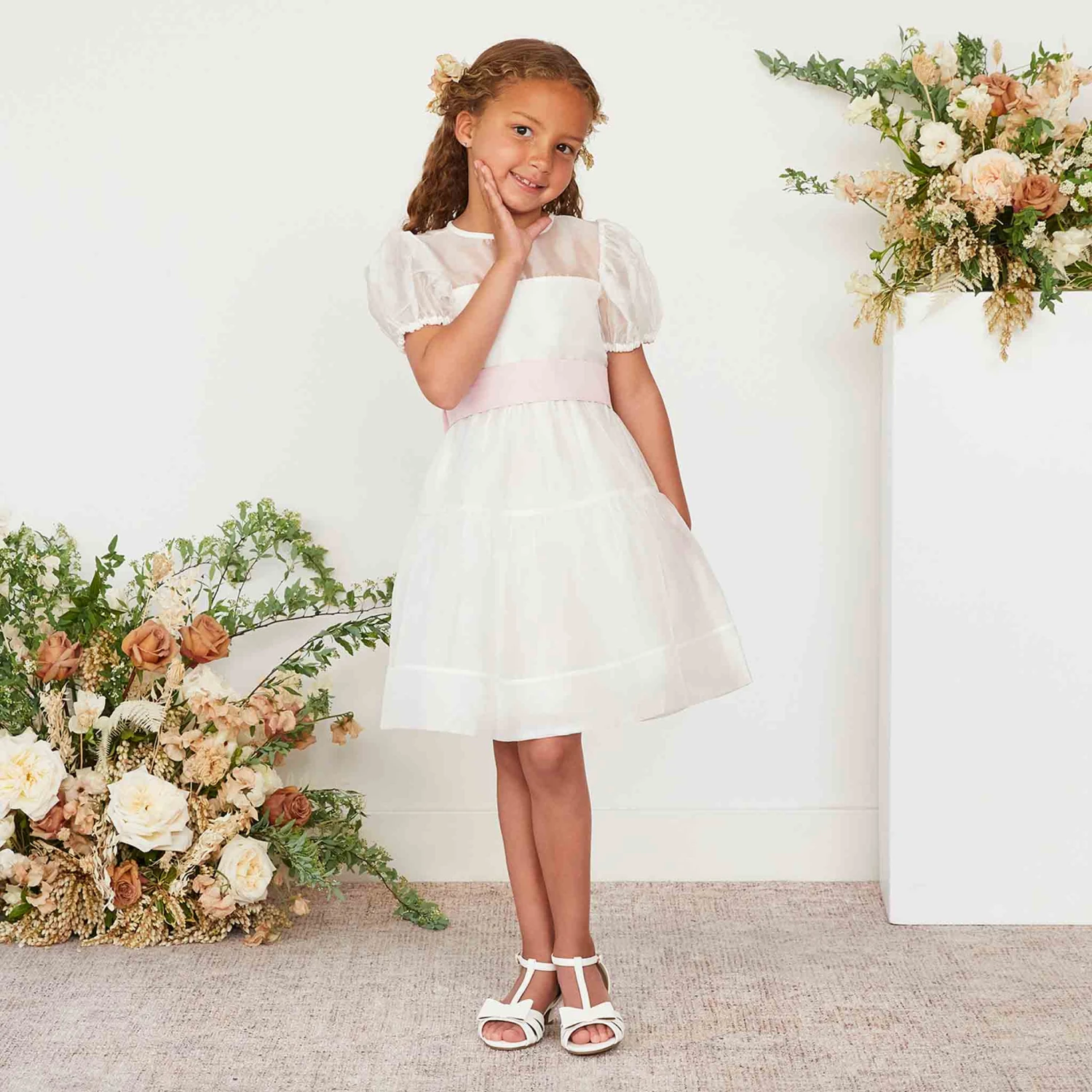 Liz Flower Girl Sash - Blush Pink - Image 4