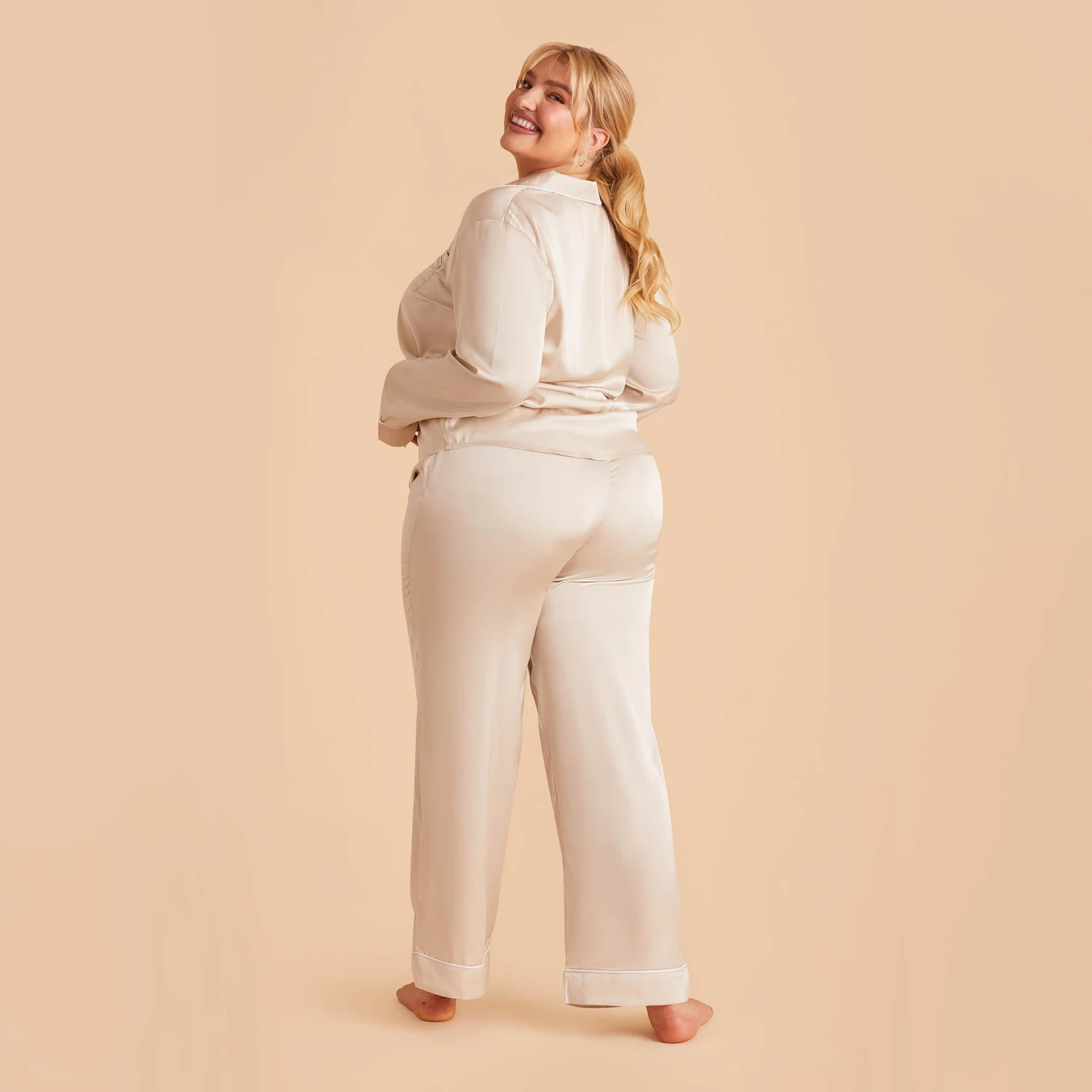 Jonny Satin Pajama Pants - Champagne - Image 20