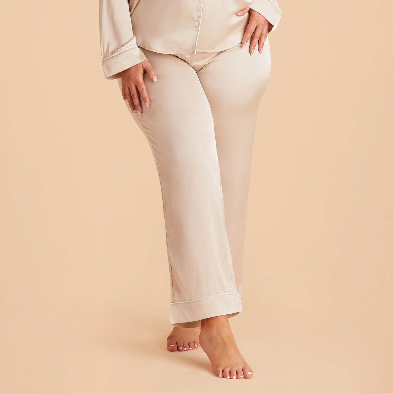 Jonny Satin Pajama Pants - Champagne - Image 2