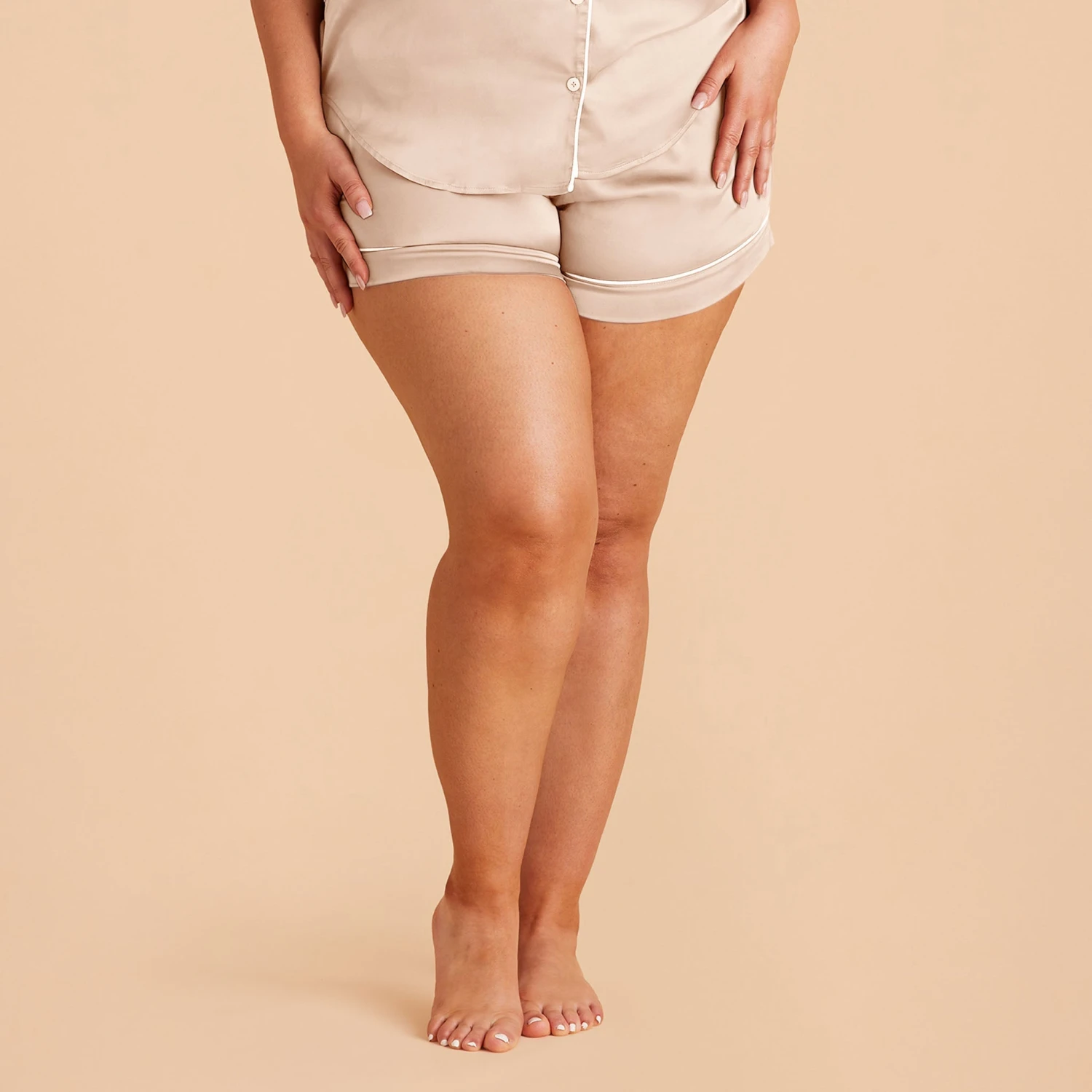 Jonny Satin Pajama Shorts - Champagne - Image 15