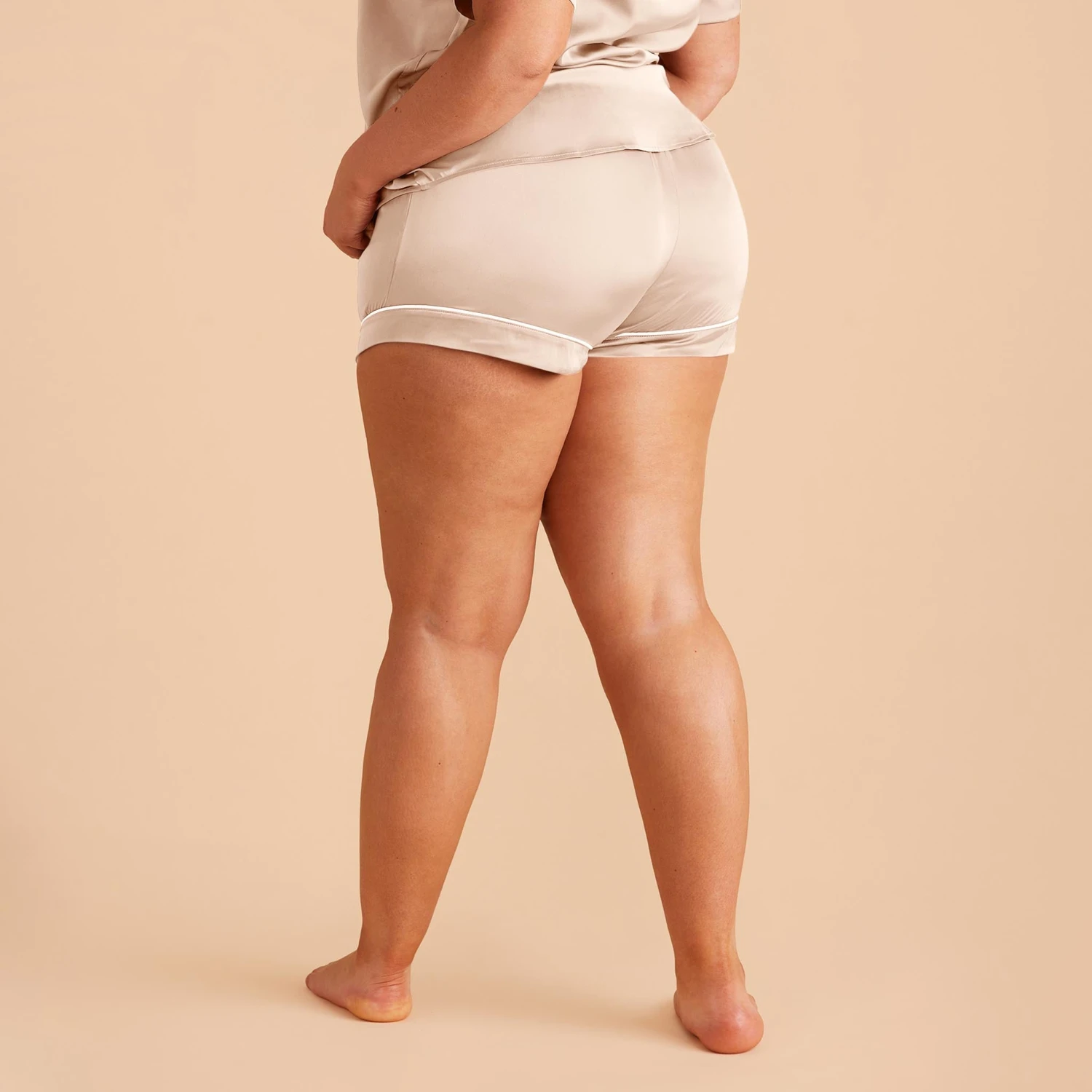 Jonny Satin Pajama Shorts - Champagne - Image 14