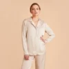 Jonny Satin Long Sleeve Pajama Top - Champagne