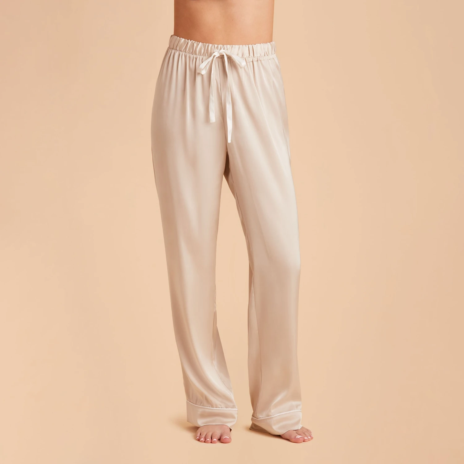Jonny Satin Pajama Pants - Champagne - Image 6