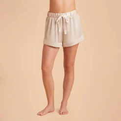 Jonny Satin Pajama Shorts - Champagne