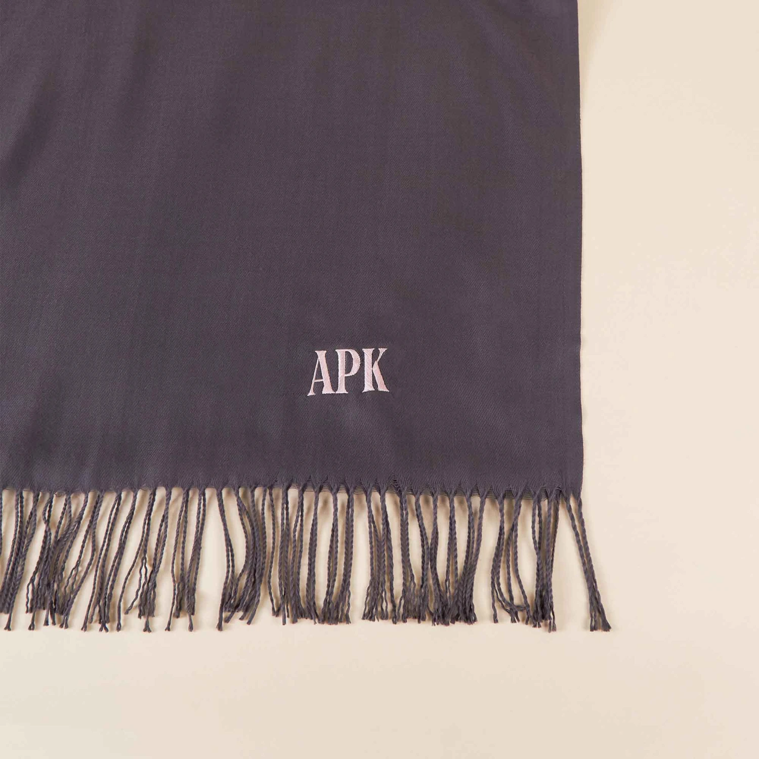 Shawl With Fringe - Dark Grey - Image 5