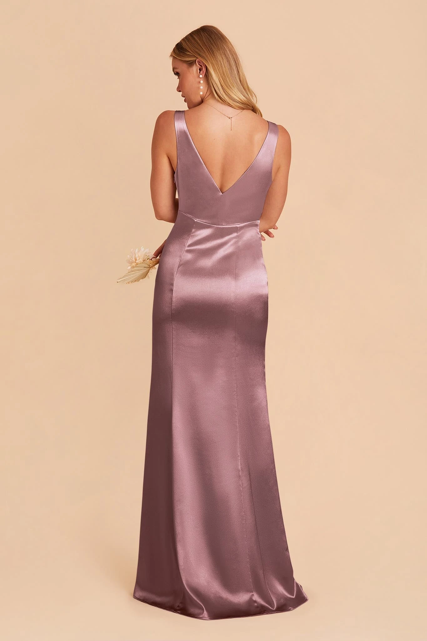 Gloria Shiny Satin Dress - Dark Mauve - Image 5