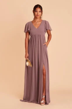Hannah Empire Dress - Dark Mauve