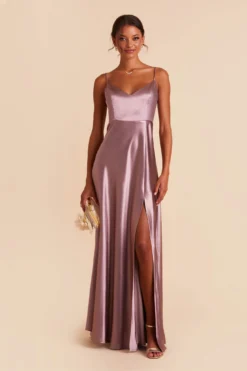 Jay Shiny Satin Dress - Dark Mauve