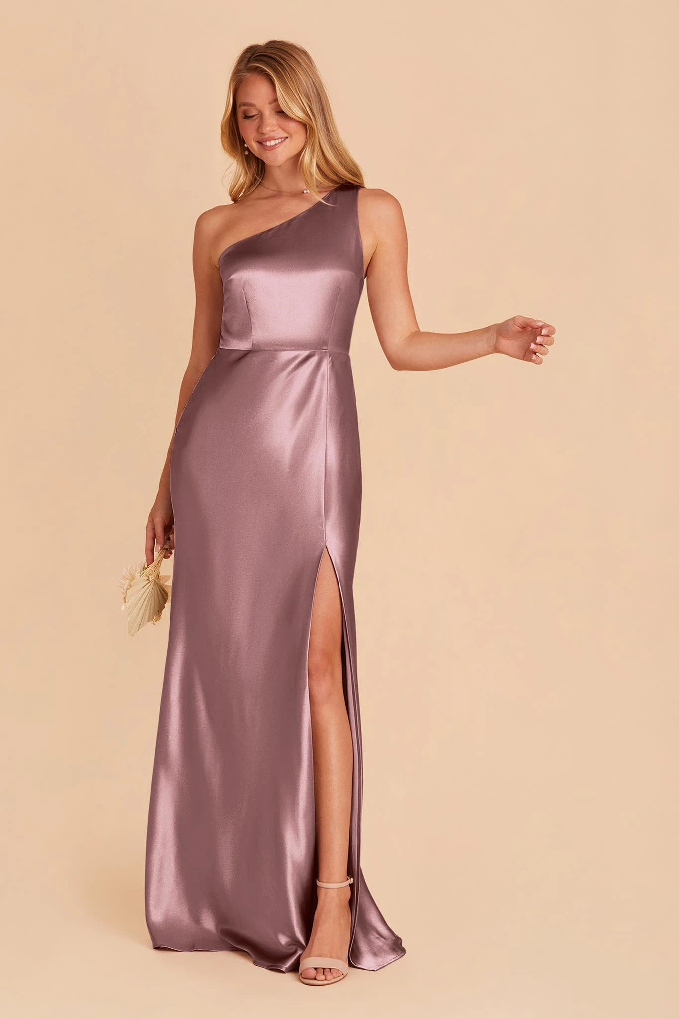 Kira Shiny Satin Dress - Dark Mauve - Image 4