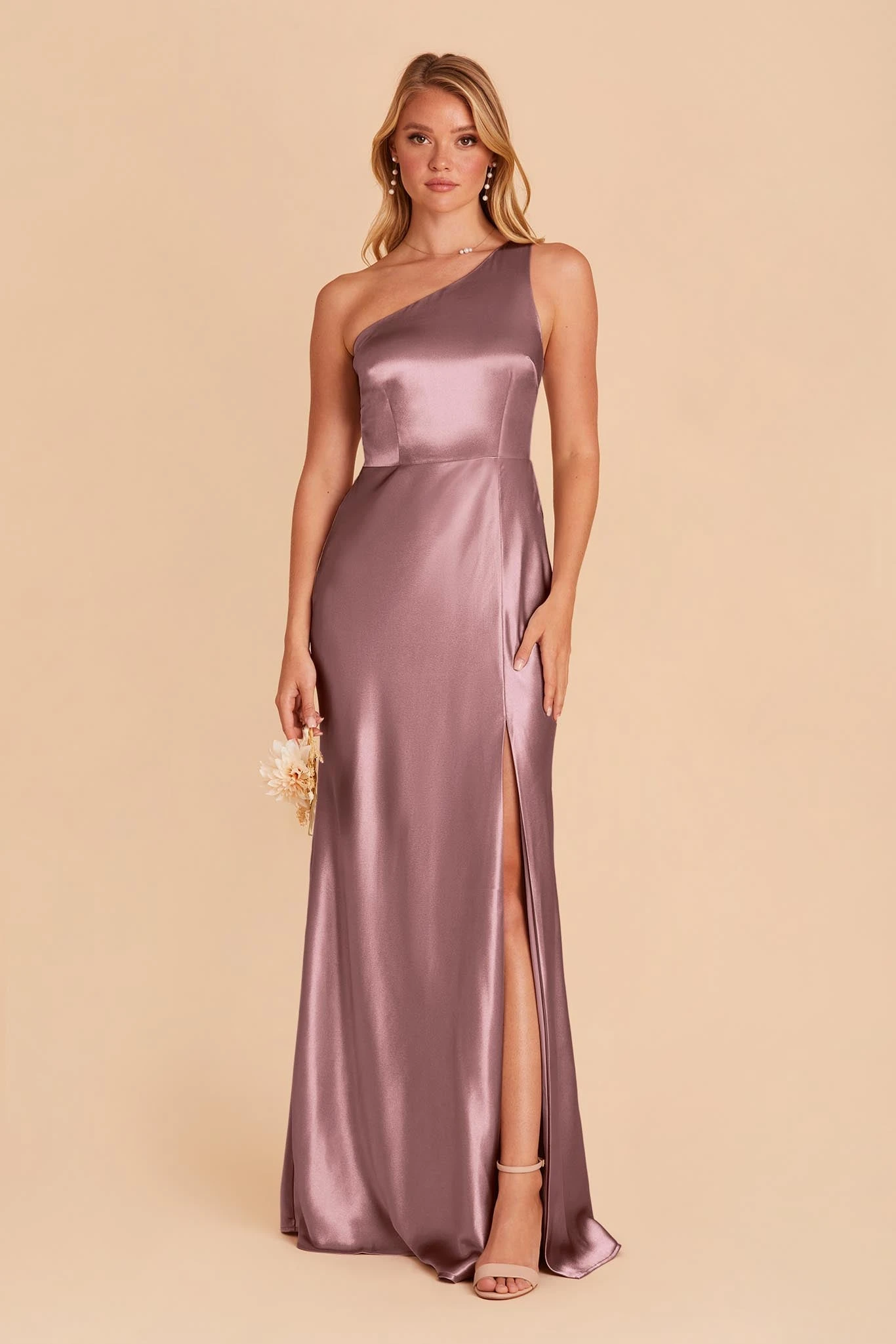 Kira Shiny Satin Dress - Dark Mauve - Image 3