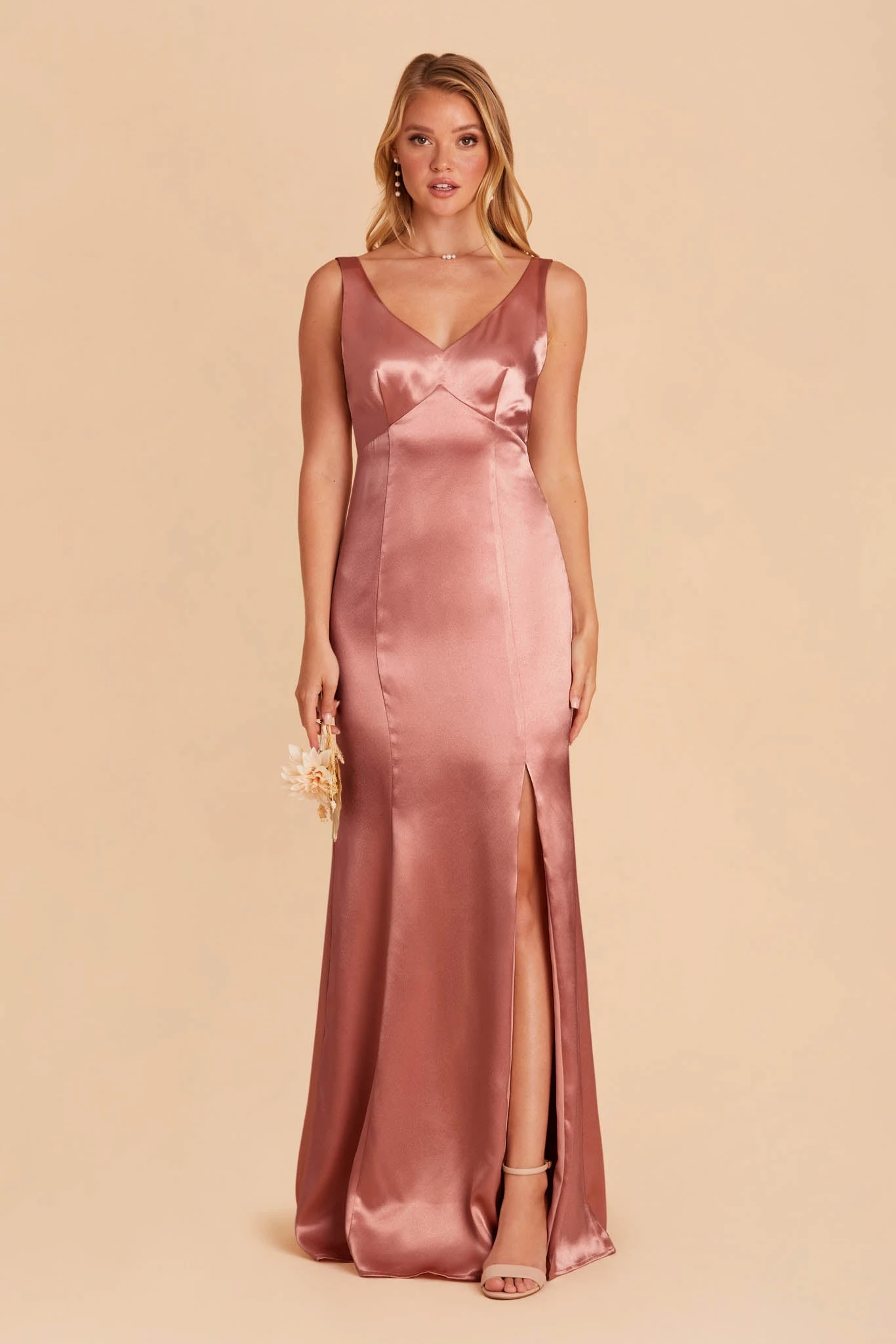 Gloria Shiny Satin Dress - Desert Rose - Image 4