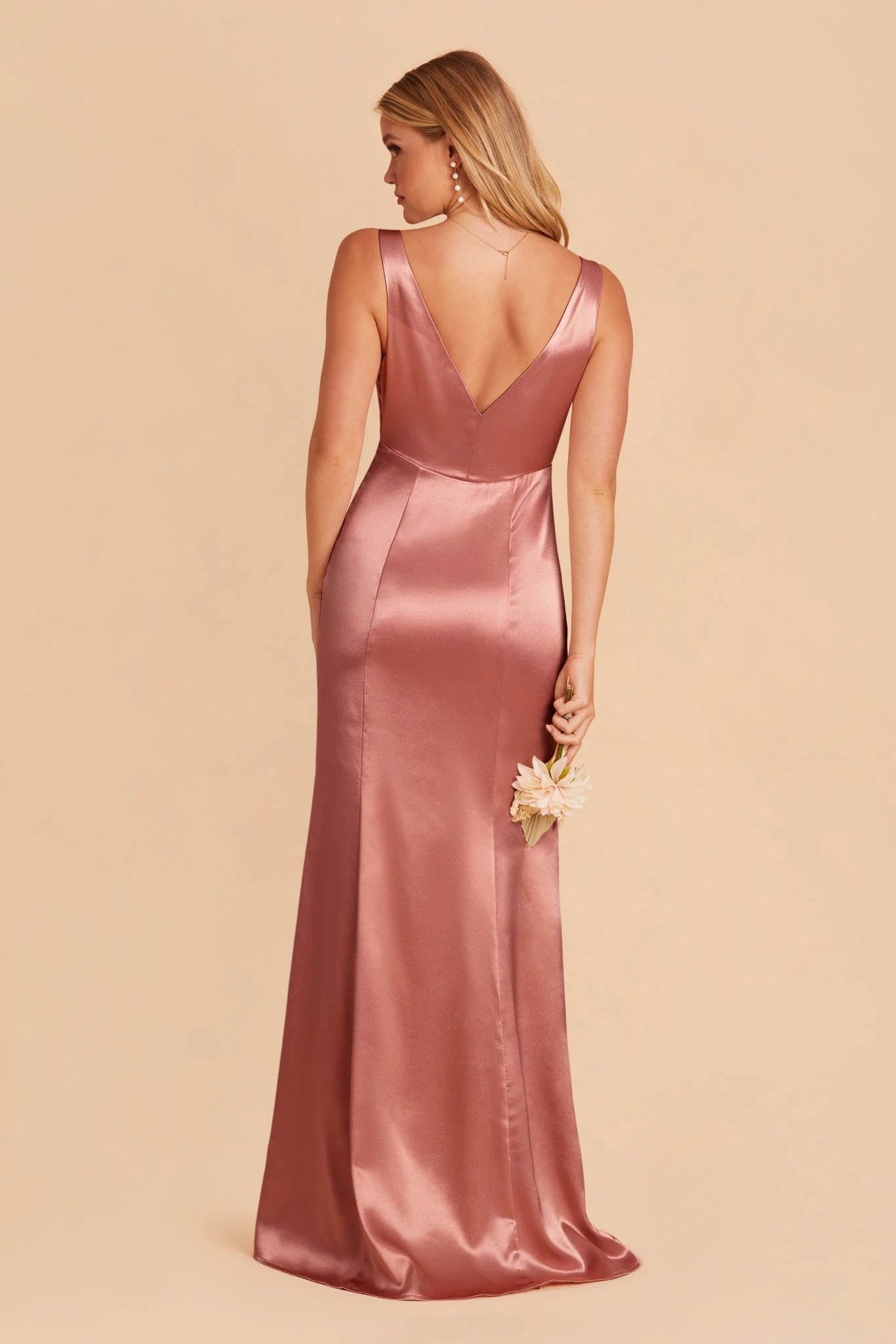 Gloria Shiny Satin Dress - Desert Rose - Image 5