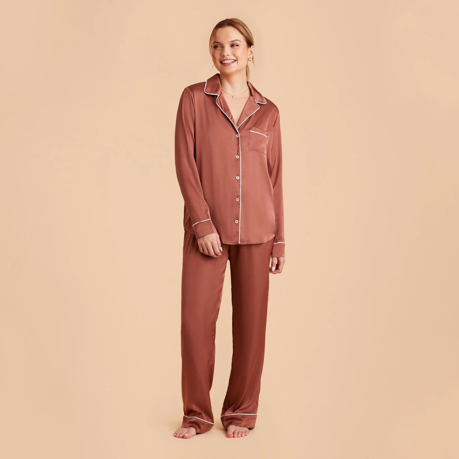 Jonny Satin Pajama Pants - Desert Rose - Image 6