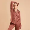 Jonny Satin Long Sleeve Pajama Top - Desert Rose
