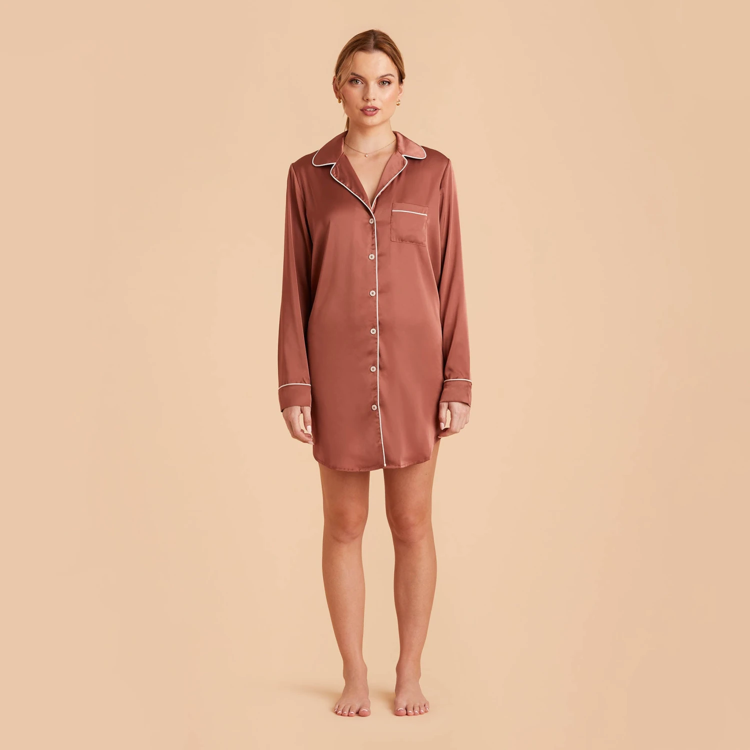 Kamryn Satin Sleepshirt - Desert Rose - Image 7