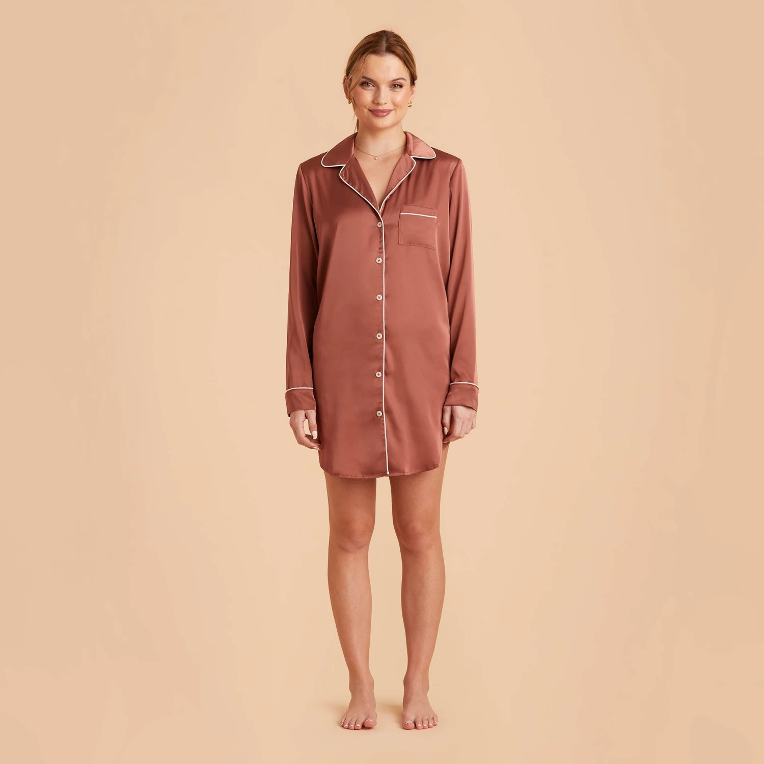 Kamryn Satin Sleepshirt - Desert Rose - Image 9