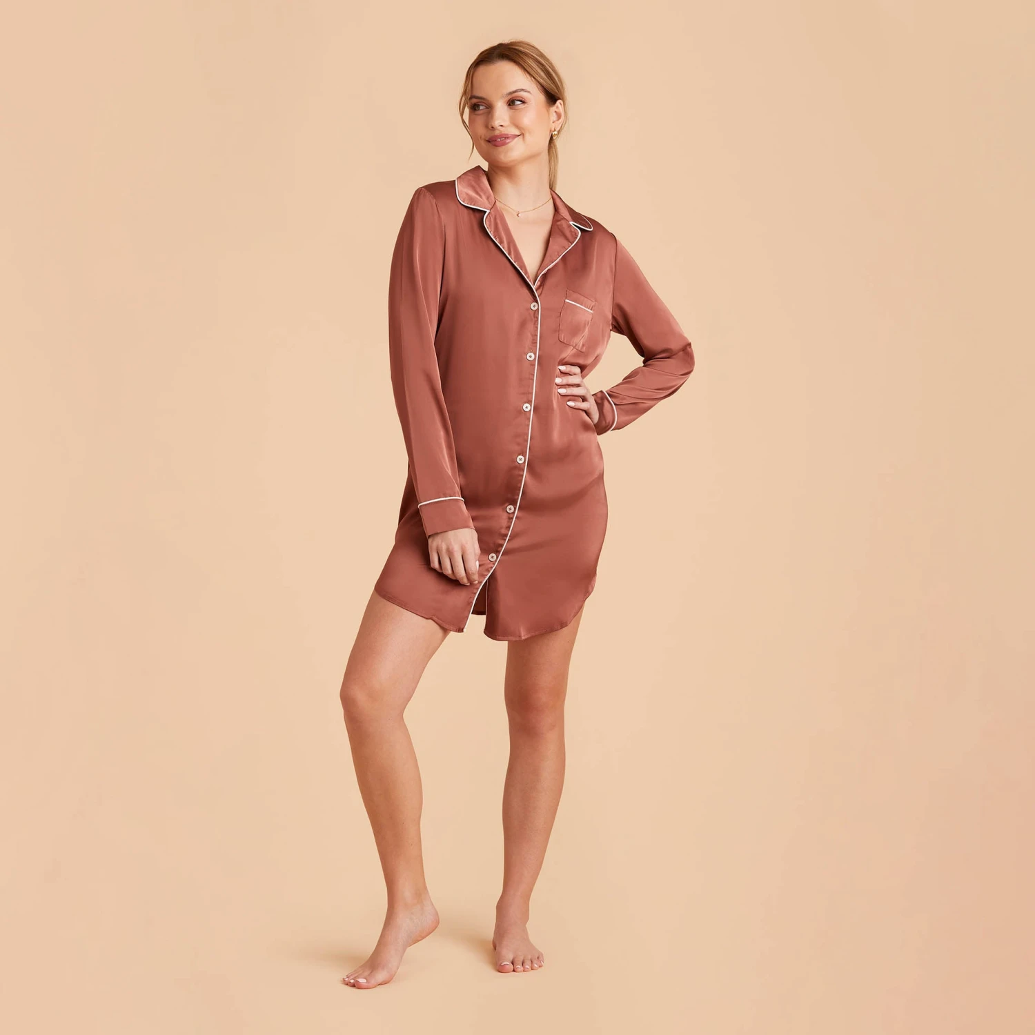 Kamryn Satin Sleepshirt - Desert Rose - Image 5