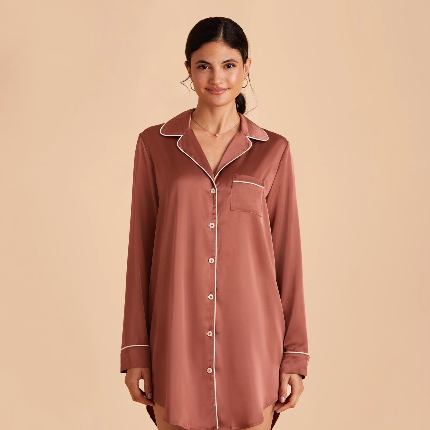 Kamryn Satin Sleepshirt - Desert Rose - Image 4